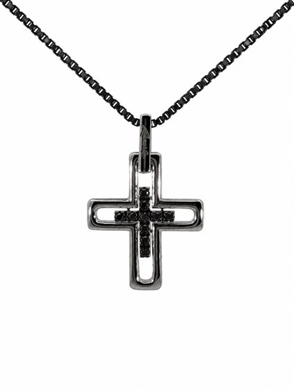 Necklace Recarlo Man in Gold Diamante Black 0.13 Ct 14055054 - 14055054